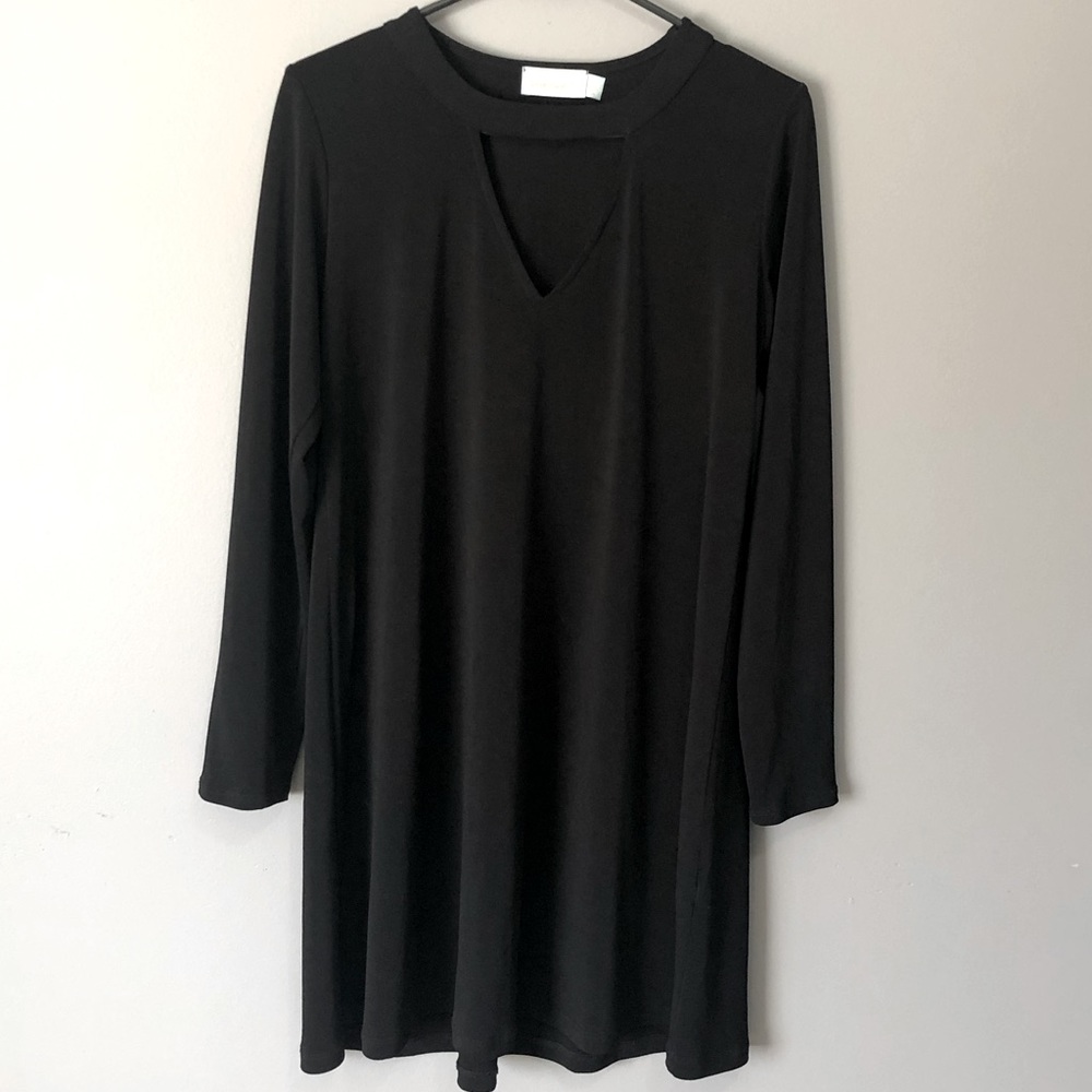 Veronica M High Neck Black Swing Dress